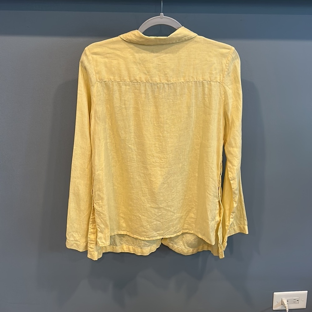 Sundance 100% Linen Button Front Shirt Maize Medium - Picture 3 of 5